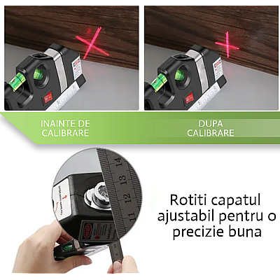 Nivela cu Laser Level Pro3 Multifunctionala cu Boloboc si Ruleta