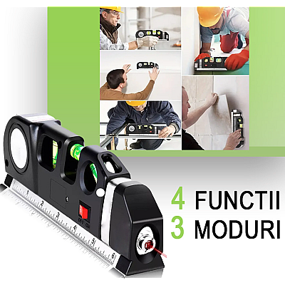 Nivela cu Laser Level Pro3 Multifunctionala cu Boloboc si Ruleta