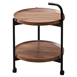 Masa rotunda de cafea pentru living cu roti design nordic 40 x 40 x 65cm