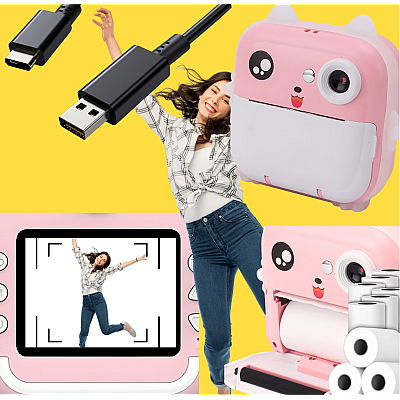 Aparat foto instant copii 10 role 48px FULL HD 5 jocuri player muzical