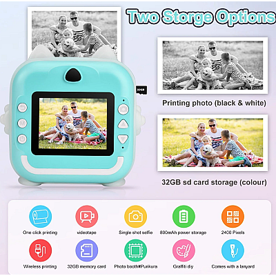 Aparat foto instant copii 10 role 48px FULL HD 5 jocuri player muzical