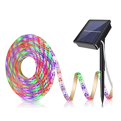 Banda LED multicolora Q ZD933 cu panou solar si telecomanda 5 metri