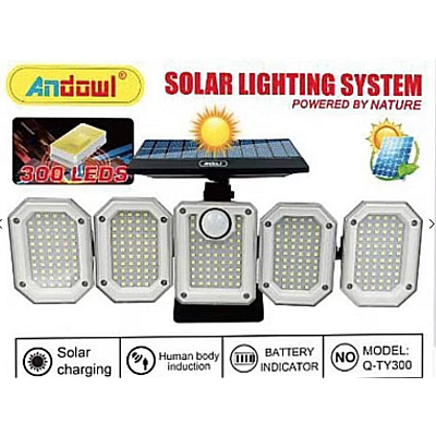 Lampa solara Andowl Q TY300 cu 5 casete 300 LED pentru exterior