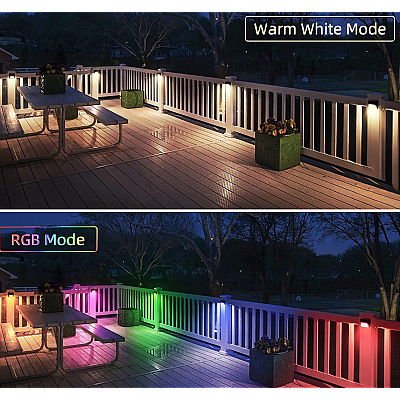 Set 4 lampi solare de exterior cu LED RGB alb cald si schimbare de culoare