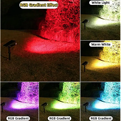 Lampa solara de gradina cu doua leduri RGB si tarus