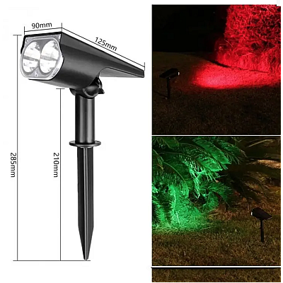 Lampa solara de gradina cu doua leduri RGB si tarus