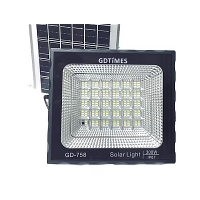 Proiector LED SMD cu panou solar si telecomanda 300W 6000K GD758