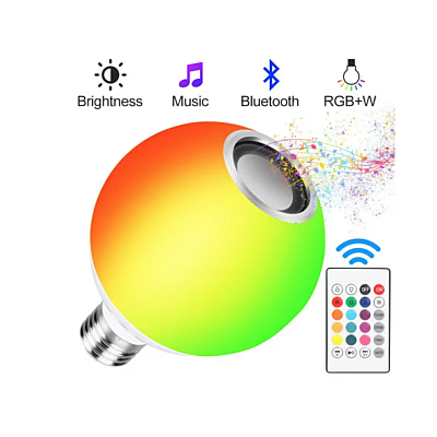 Bec Muzical cu Bluetooth control prin telecomanda 12 W E27 LED RGB HX 007