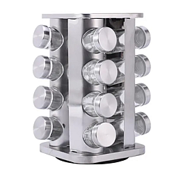 Set 16 recipiente condimente Alimar cu suport rotativ inox