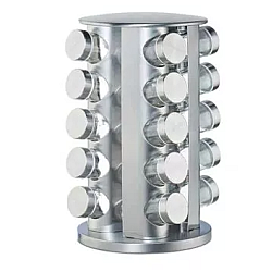 Set 20 recipiente condimente cu suport rotativ inox