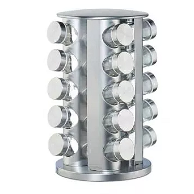 Set 20 recipiente condimente cu suport rotativ inox