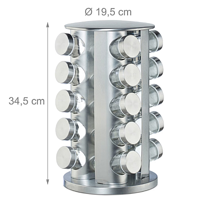 Set 20 recipiente condimente cu suport rotativ inox