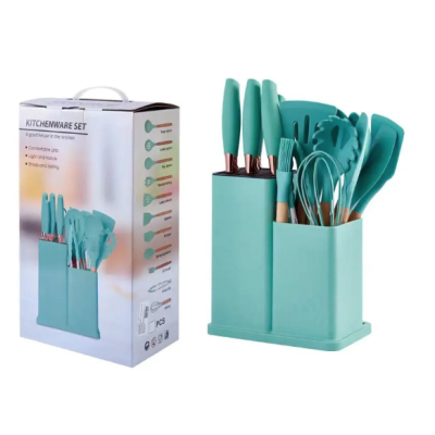 Set de 19 piese VERDE TURCOAZ ustensile de bucatarie cu tocator si suport depozitare inclus VERDE-TURCOAZ Set de 19 piese VERDE TURCOAZ ustensile de bucatarie cu tocator si suport depozitare inclus VERDE-TURCOAZ