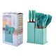 Set de 19 piese VERDE TURCOAZ ustensile de bucatarie cu tocator si suport depozitare inclus VERDE-TURCOAZ Set de 19 piese VERDE TURCOAZ ustensile de bucatarie cu tocator si suport depozitare inclus VERDE-TURCOAZ