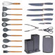 Set de 19 piese GRI ustensile de bucatarie cu tocator si suport depozitare inclus Set de 19 piese GRI ustensile de bucatarie cu tocator si suport depozitare inclus