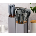 Set de 19 piese GRI ustensile de bucatarie cu tocator si suport depozitare inclus Set de 19 piese GRI ustensile de bucatarie cu tocator si suport depozitare inclus