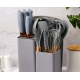 Set de 19 piese GRI ustensile de bucatarie cu tocator si suport depozitare inclus Set de 19 piese GRI ustensile de bucatarie cu tocator si suport depozitare inclus