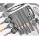 Set de 19 piese GRI ustensile de bucatarie cu tocator si suport depozitare inclus Set de 19 piese GRI ustensile de bucatarie cu tocator si suport depozitare inclus