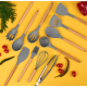 Set de 19 piese GRI ustensile de bucatarie cu tocator si suport depozitare inclus Set de 19 piese GRI ustensile de bucatarie cu tocator si suport depozitare inclus