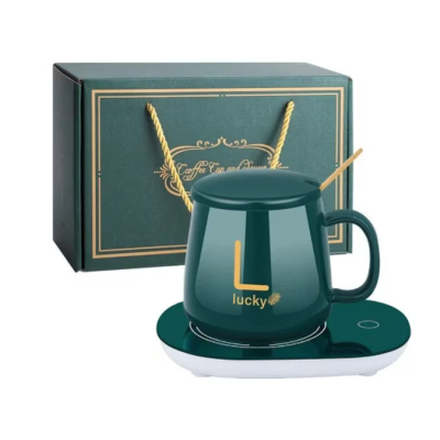 Set cadou cana ceramica baza incalzitor cu inductie incarcare USB suport cu incalzire smart VERDE Set cadou cana ceramica baza incalzitor cu inductie incarcare USB suport cu incalzire smart VERDE