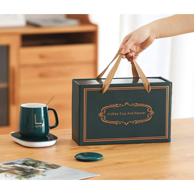 Set cadou cana ceramica baza incalzitor cu inductie incarcare USB suport cu incalzire smart VERDE Set cadou cana ceramica baza incalzitor cu inductie incarcare USB suport cu incalzire smart VERDE