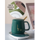 Set cadou cana ceramica baza incalzitor cu inductie incarcare USB suport cu incalzire smart VERDE Set cadou cana ceramica baza incalzitor cu inductie incarcare USB suport cu incalzire smart VERDE