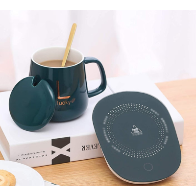 Set cadou cana ceramica baza incalzitor cu inductie incarcare USB suport cu incalzire smart VERDE Set cadou cana ceramica baza incalzitor cu inductie incarcare USB suport cu incalzire smart VERDE