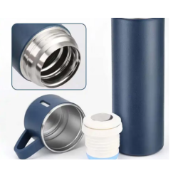 Set termos din inox cu 3 cesti 500ml sticla termoizolanta pentru bauturi fierbinti si reci ALBASTRU Set termos din inox cu 3 cesti 500ml sticla termoizolanta pentru bauturi fierbinti si reci ALBASTRU