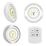 Set 3 lampi led wireless cu telecomanda 9 x 2 cm Albe