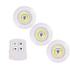 Set 3 lampi led wireless cu telecomanda 9 x 2 cm Albe