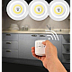 Set 3 lampi led wireless cu telecomanda 9 x 2 cm Albe