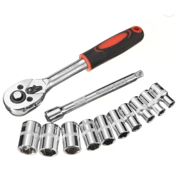 RIB chei tubulare 12 piese 1/4 cu cheie clichet otel crom vanadiu 4-13 mm RIB chei tubulare 12 piese 1/4 cu cheie clichet otel crom vanadiu 4-13 mm