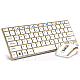 Set Tastatura si Mouse wireless design compact si elegant culoare Gold Andowl  Q K3940