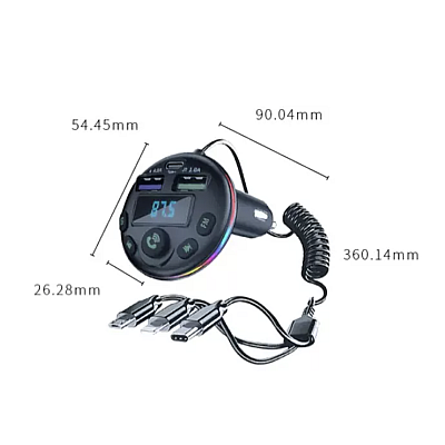 Modulator auto cu LED RGB BT FM Handsfree USB Q  C81