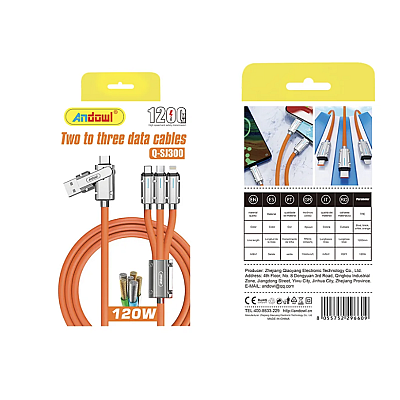 Cablu de date / Cablu de incarcare 120W Q SJ300 USB / TypeC la iOS / TypeC / Micro