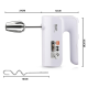 Mixer electric de mana 800W 3 trepte viteze si 2 accesorii pentru batut si framantat ALB Mixer electric de mana 800W 3 trepte viteze si 2 accesorii pentru batut si framantat ALB