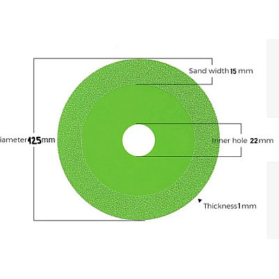 Disc diamantat LASERLINE pentru flex de taiat sticla si cristal 125mm VERDE