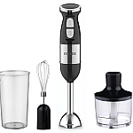 Blender de mana multifunctional cu doua trepte de viteza si doua lame din otel inoxidabil functie de mixare tocator 500W