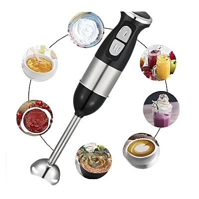 Blender de mana multifunctional cu doua trepte de viteza si doua lame din otel inoxidabil functie de mixare tocator 500W Blender de mana multifunctional cu doua trepte de viteza si doua lame din otel inoxidabil functie de mixare tocator 500W