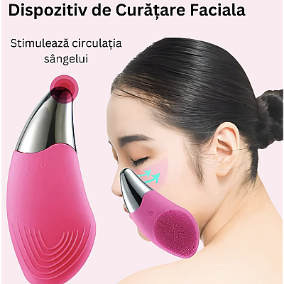 Dispozitiv sonic de curatare faciala 4 niveluri de vibratie din silicon Dispozitiv sonic de curatare faciala 4 niveluri de vibratie din silicon