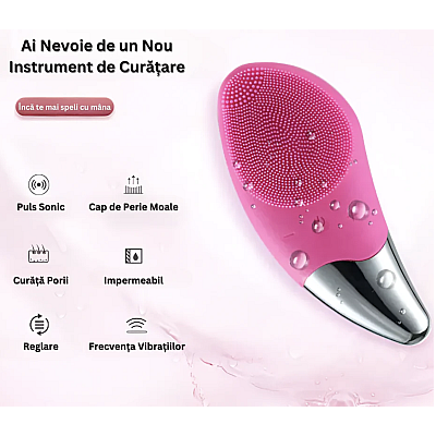Dispozitiv sonic de curatare faciala 4 niveluri de vibratie din silicon Dispozitiv sonic de curatare faciala 4 niveluri de vibratie din silicon