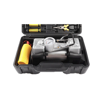 Kit pentru pana Auto compresor 12V cu 2 cilindri si 7 accesorii Kit pentru pana Auto compresor 12V cu 2 cilindri si 7 accesorii