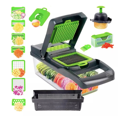 Set feliator manual Gonice 18in1 Inox/Plastic Verde/Negru Set feliator manual Gonice 18in1 Inox/Plastic Verde/Negru