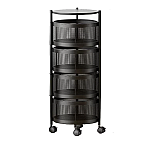 Raft metalic rotund universal cu 4 niveluri negru 34 cm x 75 cm x 30 cm