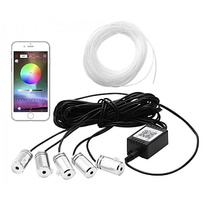 Kit 5 Benzi LED Lumini Ambientale auto RGB Control din Aplicatie Telefon 6 Metrii