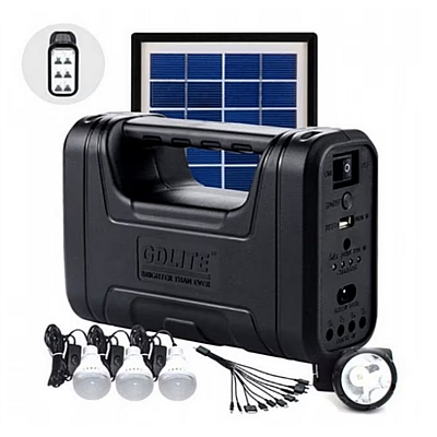 Kit solar GD Lite 1 dotat cu dispozitive USB cu 3 becuri LED si acumulator de mare capacitate