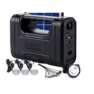 Kit solar GD Lite 1 dotat cu dispozitive USB cu 3 becuri LED si acumulator de mare capacitate