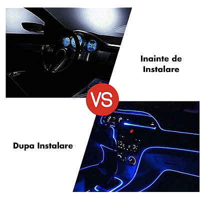 Banda LED auto design interactiv 6 m RGB impermeabil 12V 5W raza control 12 m control din aplicatie