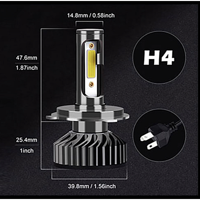 Set 2 becuri LED auto F2 H4 putere 100W temperatura 6000K lumina alba rece XL