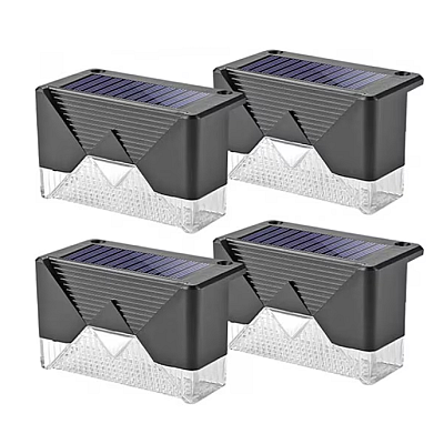 Set 4 Lampi Solare LED pentru scari gard stalpi rezistent la apa senzor de Lumina 8,1 cm x 5 cm x 4,5 cm Lumina Calda